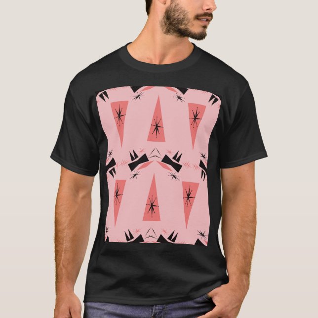 Modern i mitten av århundradet: Rosa Coral Mönster T Shirt (Framsida)