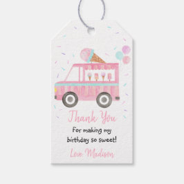 Modern Ice Cream Lastbil Birthday Tack Presentetikett