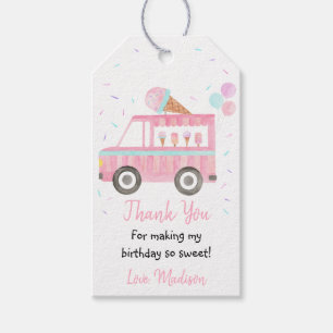 Modern Ice Cream Lastbil Birthday Tack Presentetikett