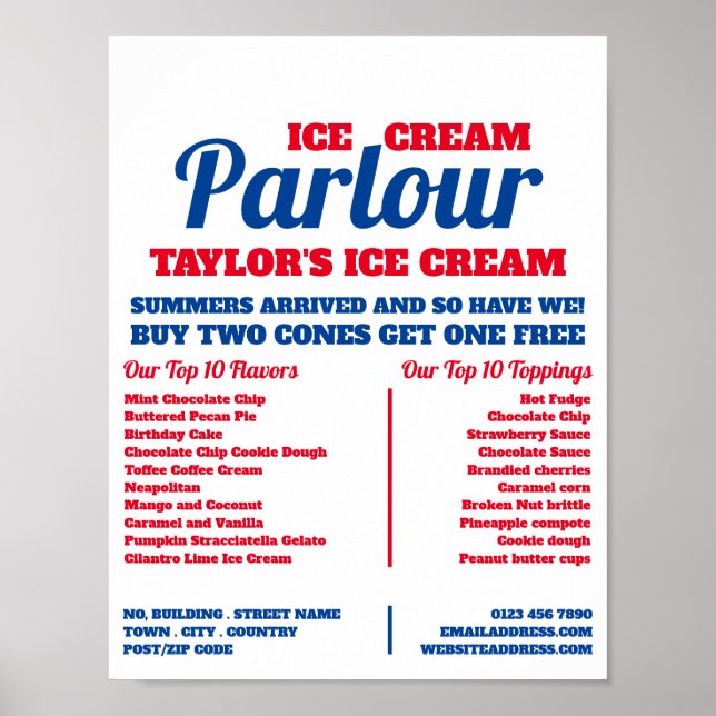 Modern Ice Cream Parlor Advertising Poster (Framsidan)