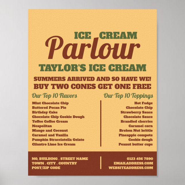 Modern Ice Cream Parlor Advertising Poster (Framsidan)