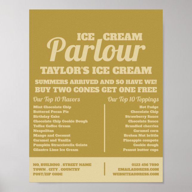Modern Ice Cream Parlor Advertising Poster (Framsidan)