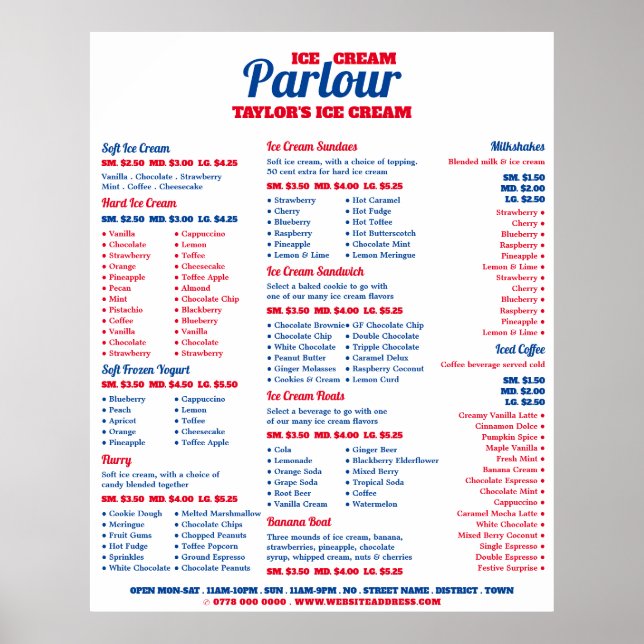 Modern Ice Cream Parlor Menu Poster (Framsidan)