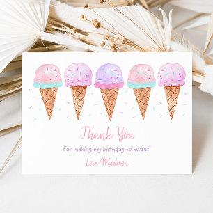 Modern Ice Cream Sprinkles Birthday Tack Kort