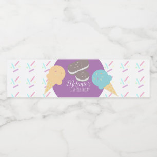 Modern Ice Cream Sprinkles Confetti Birthday Vattenflaskor Etikett