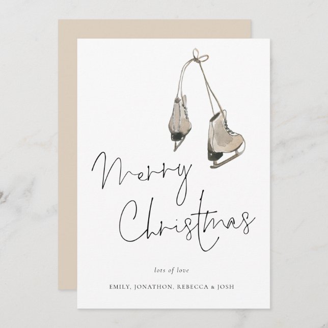 Modern Ice Skates God jul Julkort (Fram/baksida)