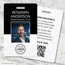 Modern ID-kort för anställda, minimalistisk svart