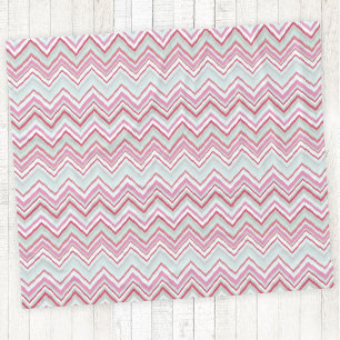 Modern Ikat Chevron Rand Abstrakt Rosa Grönt Fleecefilt