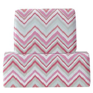 Modern Ikat Chevron Rand Abstrakt Rosa Grönt Presentpapper