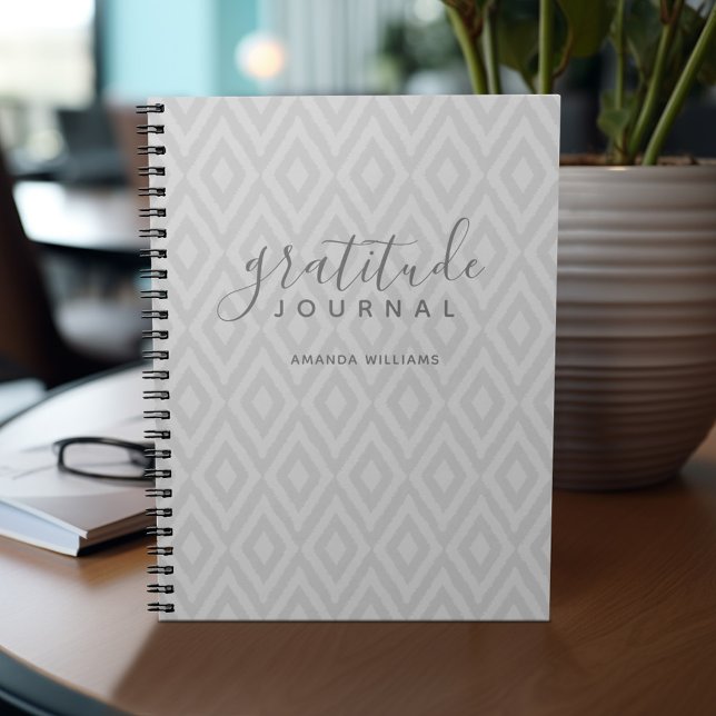 Modern Ikat Mönster Gratitude Journal CHOSE FÄRG Anteckningsbok (Personalized notebook - gratitude journal)