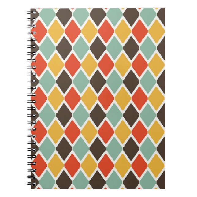 Modern ikat-stammen mode mönster anteckningsbok med spiral (Framsidan)