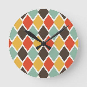 Modern ikat-stammen mode mönster rund klocka
