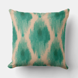 Modern Ikat Teal & Clay Throw Pillow | Boho-Lux Kudde