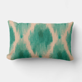 Modern Ikat Teal Lumbar Pillow | Textured Boho Lumbarkudde