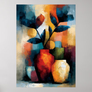 Modern Ikebana Japansk Geometrisk Blommig Konst Poster