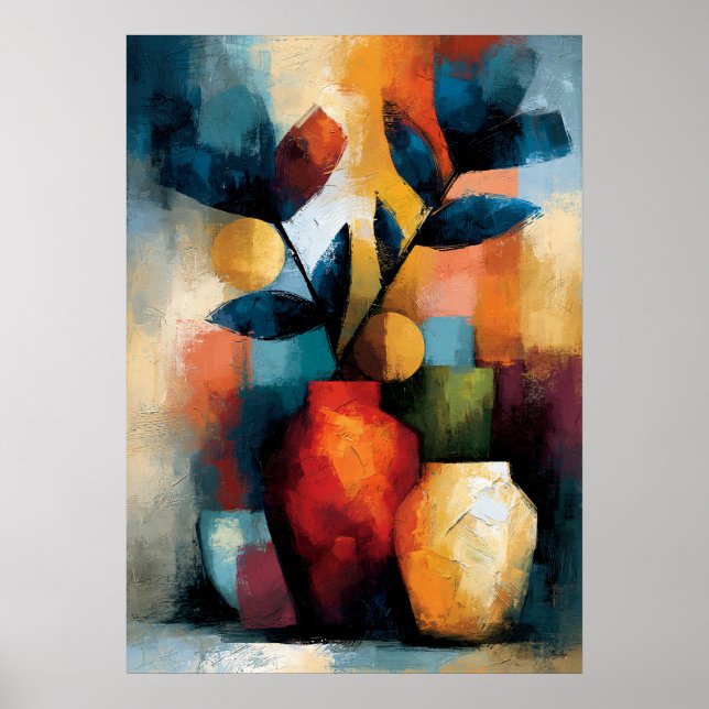 Modern Ikebana Japansk Geometrisk Blommig Konst Poster (Framsidan)