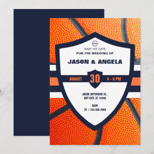Modern ikonisk basketboll logotyp bröllop spara datumet