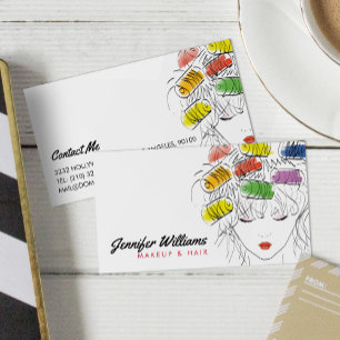 Modern Illustrated Hairstylist Makeup Beauty Salon Visitkort