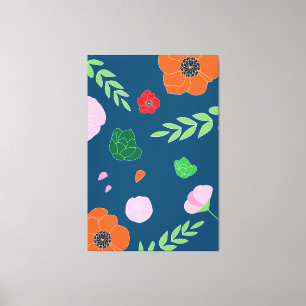 Modern illustration av Blommigt för blå blommor Canvastryck