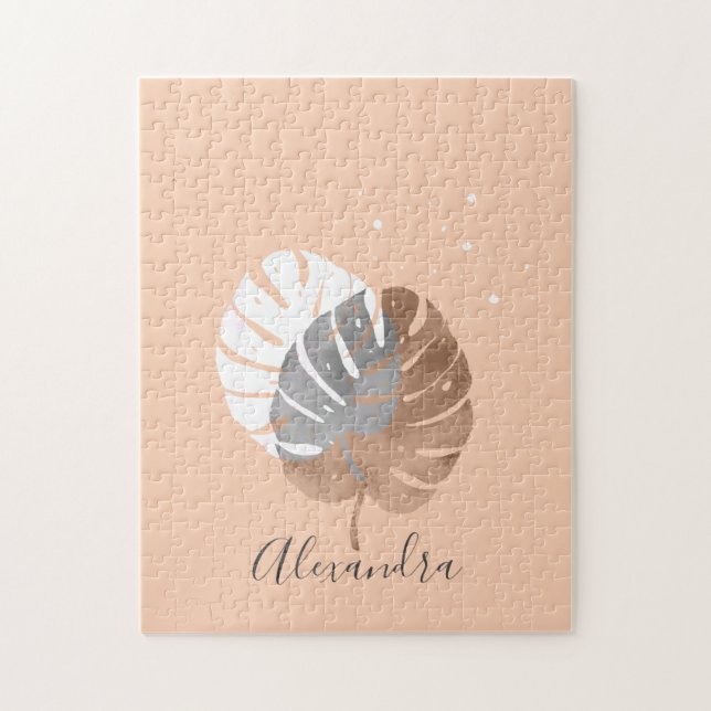 Modern illustration av minsta möjliga tropiska löv pussel (Vertikal)