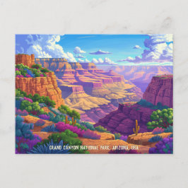 Modern illustration av nationalparken Grand Canyon Vykort