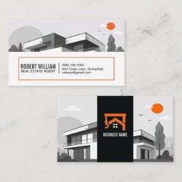 Modern Illustrations Hus Orange Fastighetsmäklare Visitkort