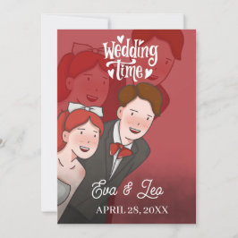 Modern illustrerad bröllopsinbjudan spara datumet