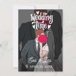 Modern illustrerad bröllopsinbjudan spara datumet