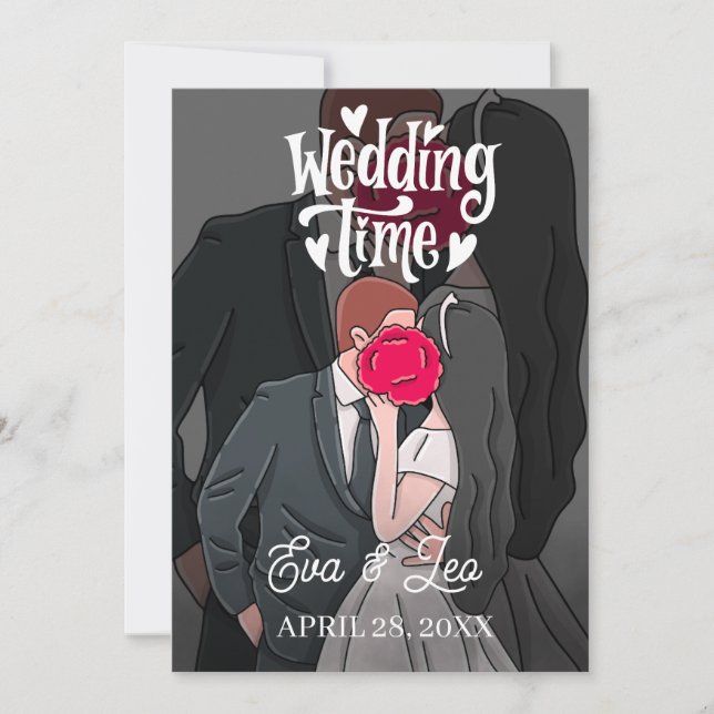 Modern illustrerad bröllopsinbjudan spara datumet (Framsida)