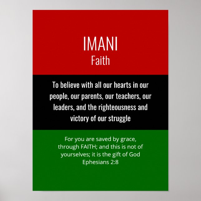 Modern IMANI Faith Christian Kwanzaa Poster (Framsidan)
