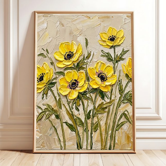 Modern Impasto Anemon Väggkonst Canvastryck (Skapare uppladdad)