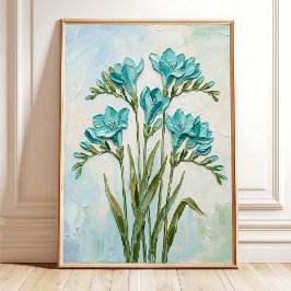 Modern Impasto Freesia Canvas Art Redo Pålhängd Poster