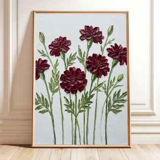 Modern Impasto Marigold Blomster Väggkonst Canvas