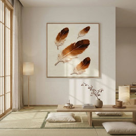 Modern Impasto Texturerad Brun Fjäder Oljemålning Canvastryck