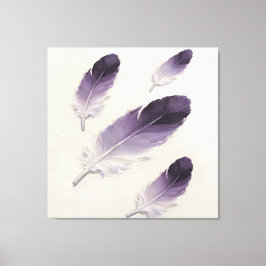 Modern Impasto Texturerad Lila Fjäder Oljemålning Canvastryck