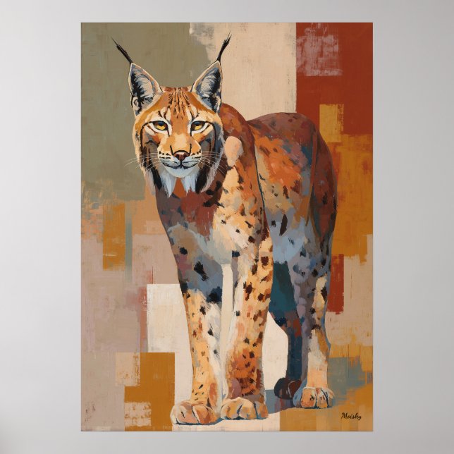 Modern Impressionist Lynx Painting Elegant Poster (Framsidan)