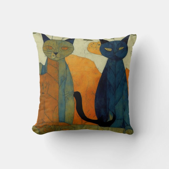 Modern Impressionist Two Cats Kudde (Framsida)