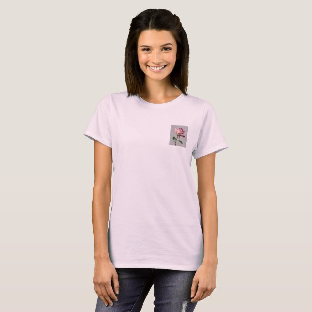 Modern Impressionistisk Guldblad Rosa Ros Oljemåln T Shirt (Hel framsida)