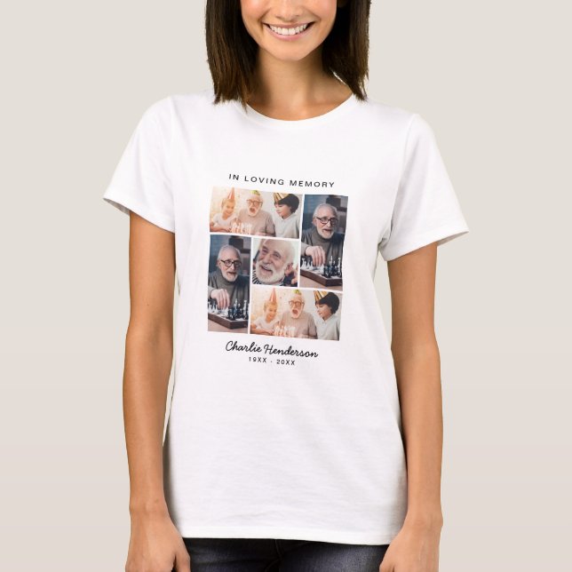 Modern In Loving Memory 5-bilds begravning T Shirt (Framsida)
