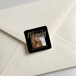 Modern In Loving Memory | Photo Memorial Button Fyrkantigt Klistermärke