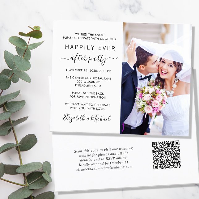 Modern inbjudan att ta emot fotot QR-kod för bröll (Skapare uppladdad)