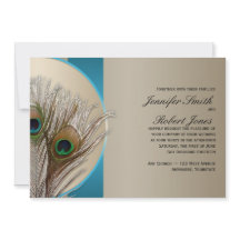 Modern inbjudan för bröllop för TaupeAquapåfågel