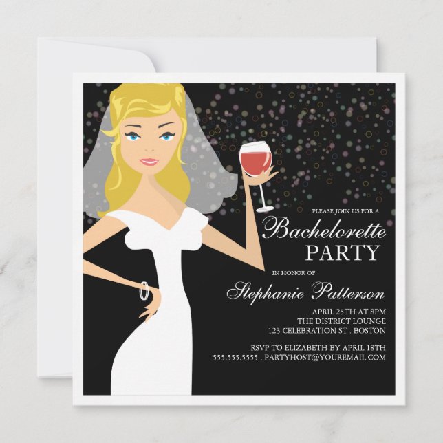 Modern inbjudan för brudvinBachelorette party (Framsida)