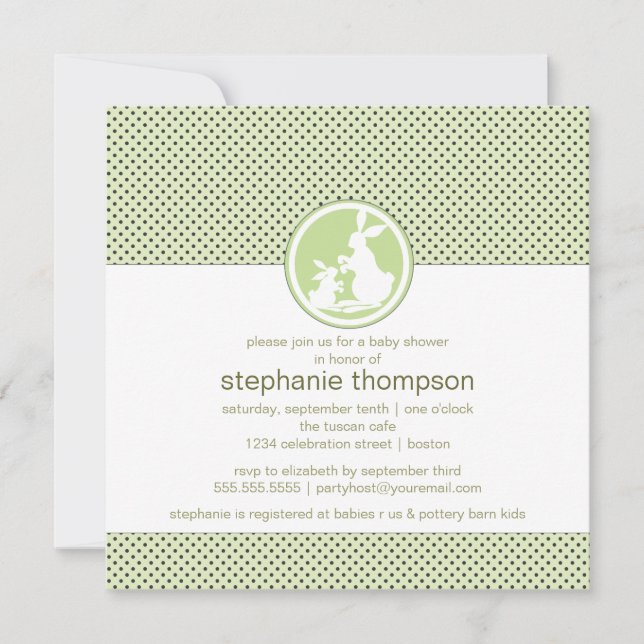 Modern inbjudan för mammakanin- & babybaby shower (Framsida)