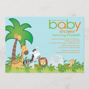 Modern inbjudan för Safaridjurbaby shower