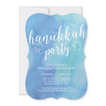 Modern inbjudan för vattenfärgHanukkah firande