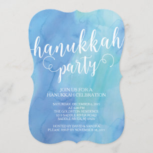 Modern inbjudan för vattenfärgHanukkah firande
