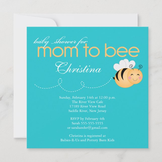Modern inbjudan från Mamma till Bee Baby Shower (Framsida)