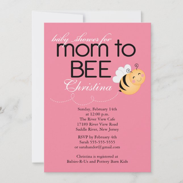 Modern inbjudan från Mamma till Bee Baby Shower (Framsida)
