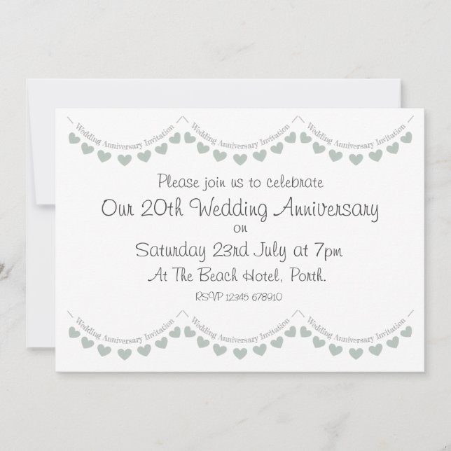 Modern inbjudan på Bröllop-årsdagen för 20 Chinor (Framsida)